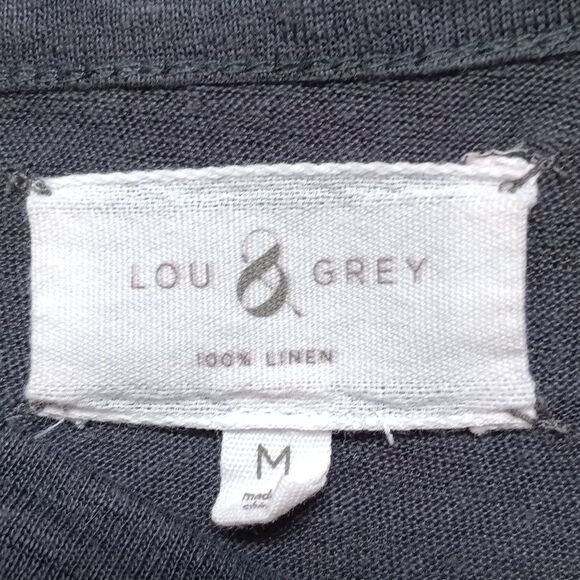 Lou & Grey Dark Grey Short Sleeve Linen Tee - Picture 2 of 4